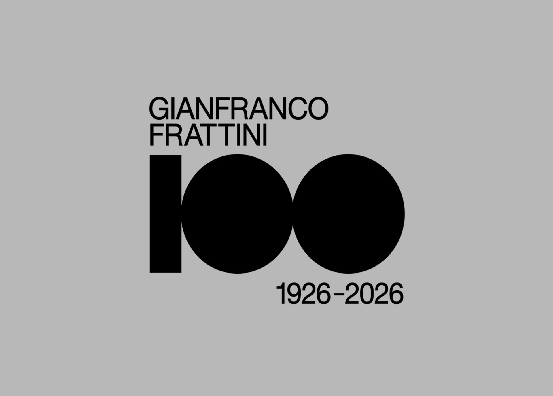 Banner ufficiale della mostra dedicata a Gianfranco Frattini per il suo centesimo anniversario.