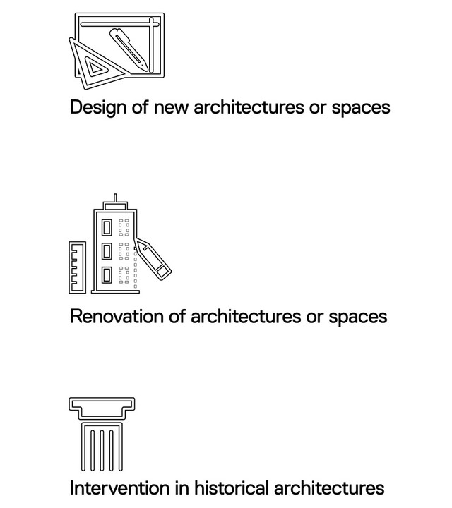Icone per progettazione, ristrutturazione e interventi architettonici.