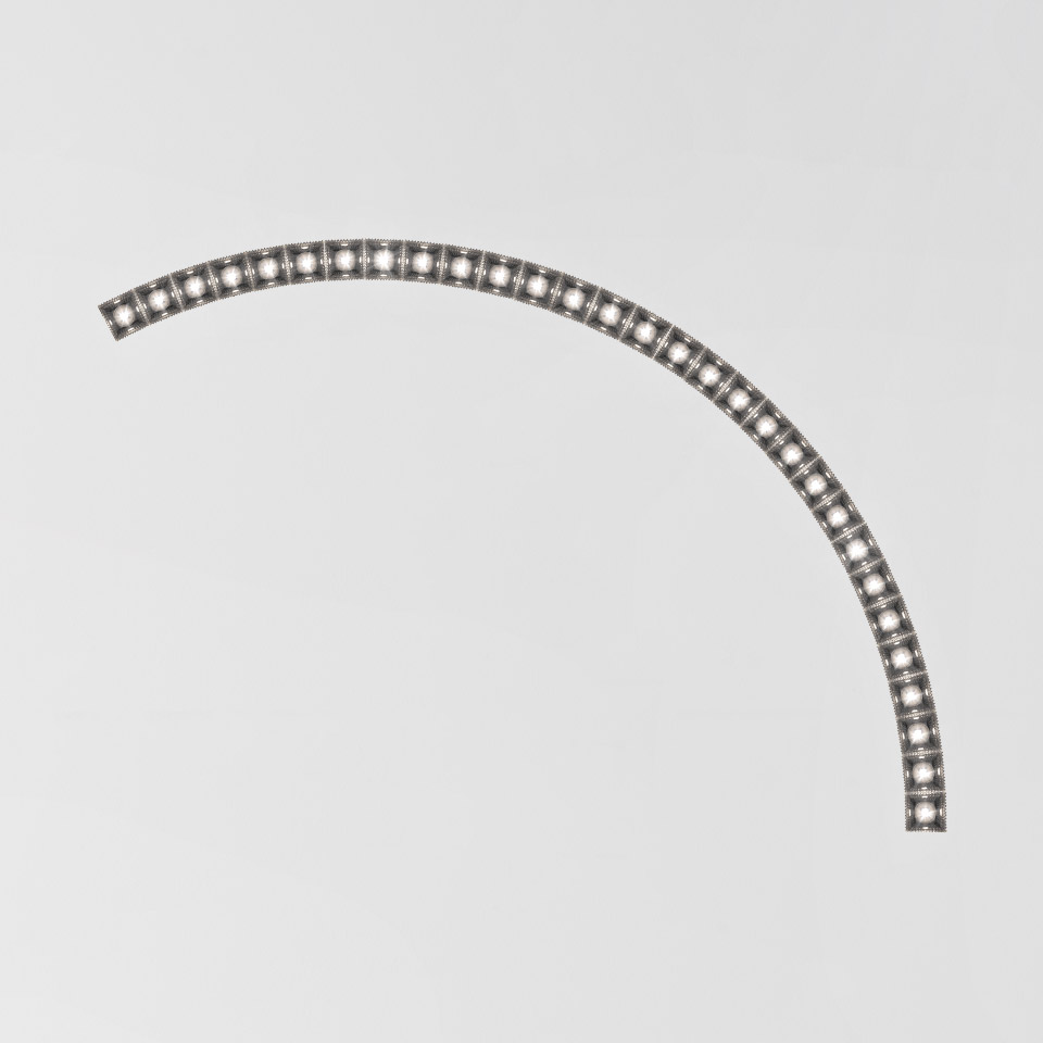 Artemide Somnĭum System: curved quarter-circle LED strip light module in dark finish with evenly spaced white LEDs
