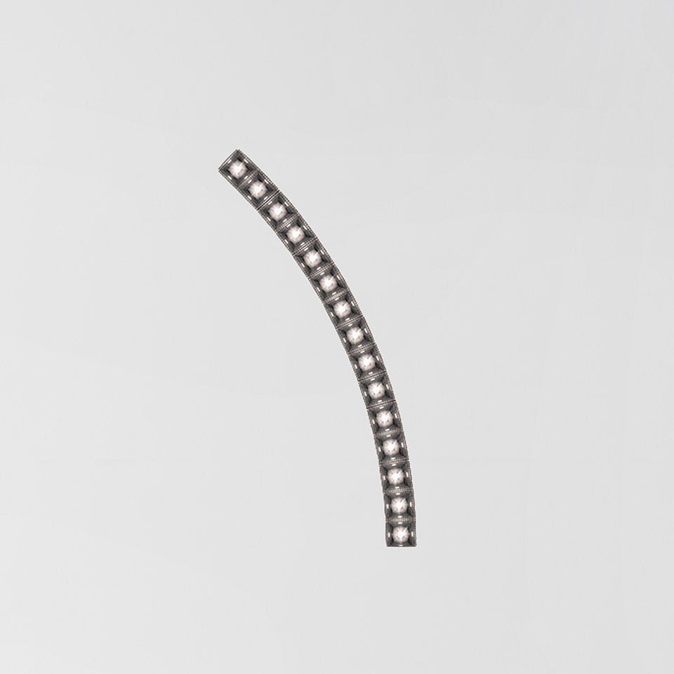 Artemide Somnĭum System: curved flexible LED module in dark metal finish with evenly spaced light points along its arc