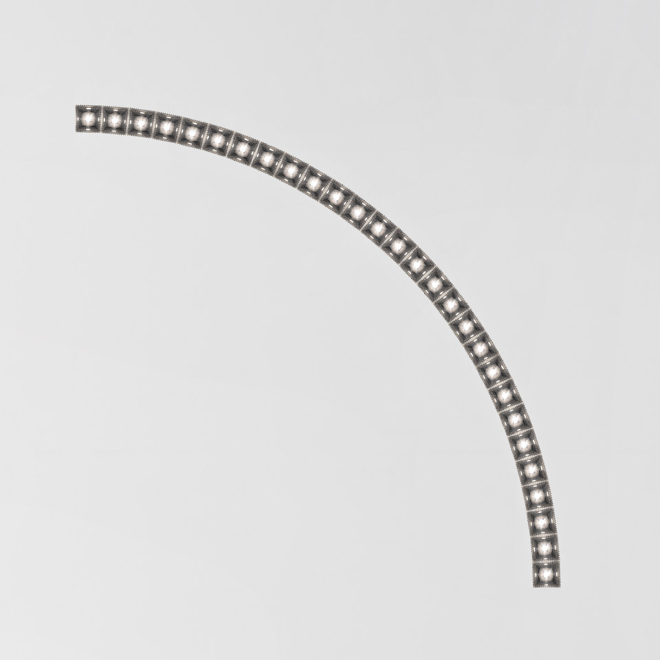 Artemide Somnĭum System: curved quarter-circle LED strip module in dark finish with evenly spaced light points