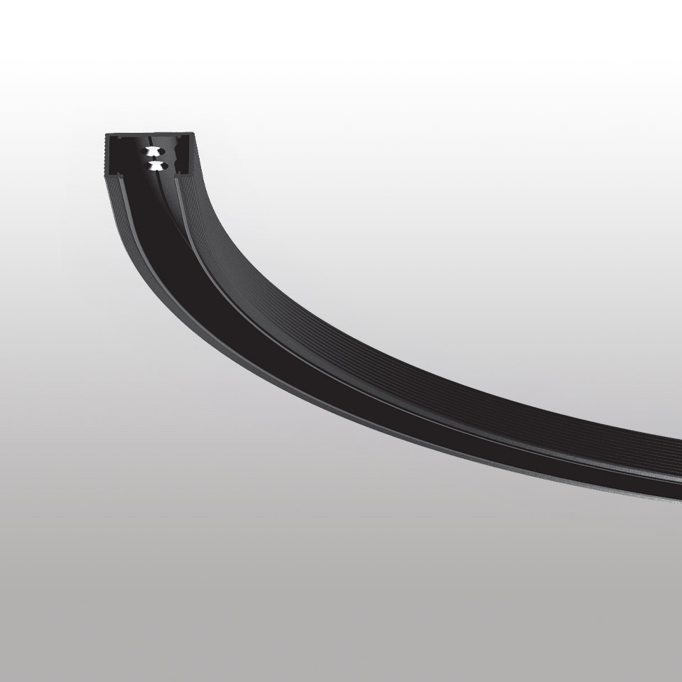 Artemide Turn Around System: modulo binario LED lineare nero curvo con profilo ad arco per installazioni di illuminazione modulari