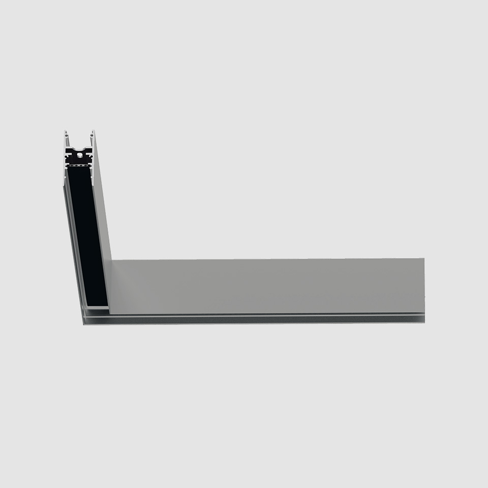 Connettore angolare per binario magnetico Artemide A.24 in alluminio anodizzato, profilo a L per giunzioni a 90 gradi