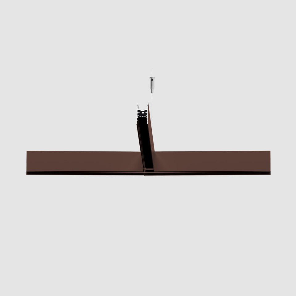 Artemide A.24 Emissione Sharping pendant lamp, dark brown horizontal linear profile suspended by a central cable