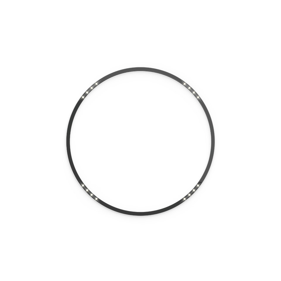 Artemide A.24 Circular Stand-alone: slim black circular LED ring light fixture with evenly distributed light points
