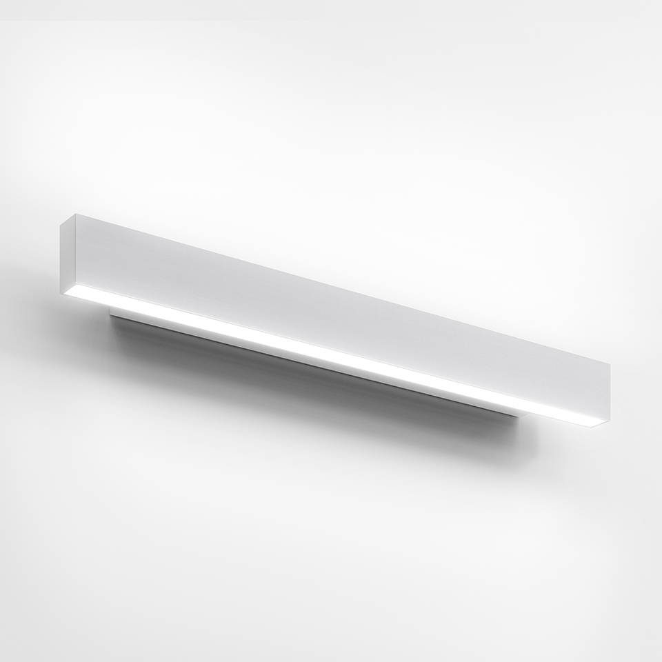 Artemide A.24 Parete wall lamp: slim rectangular white LED fixture mounted horizontally, emitting diffused light along its length