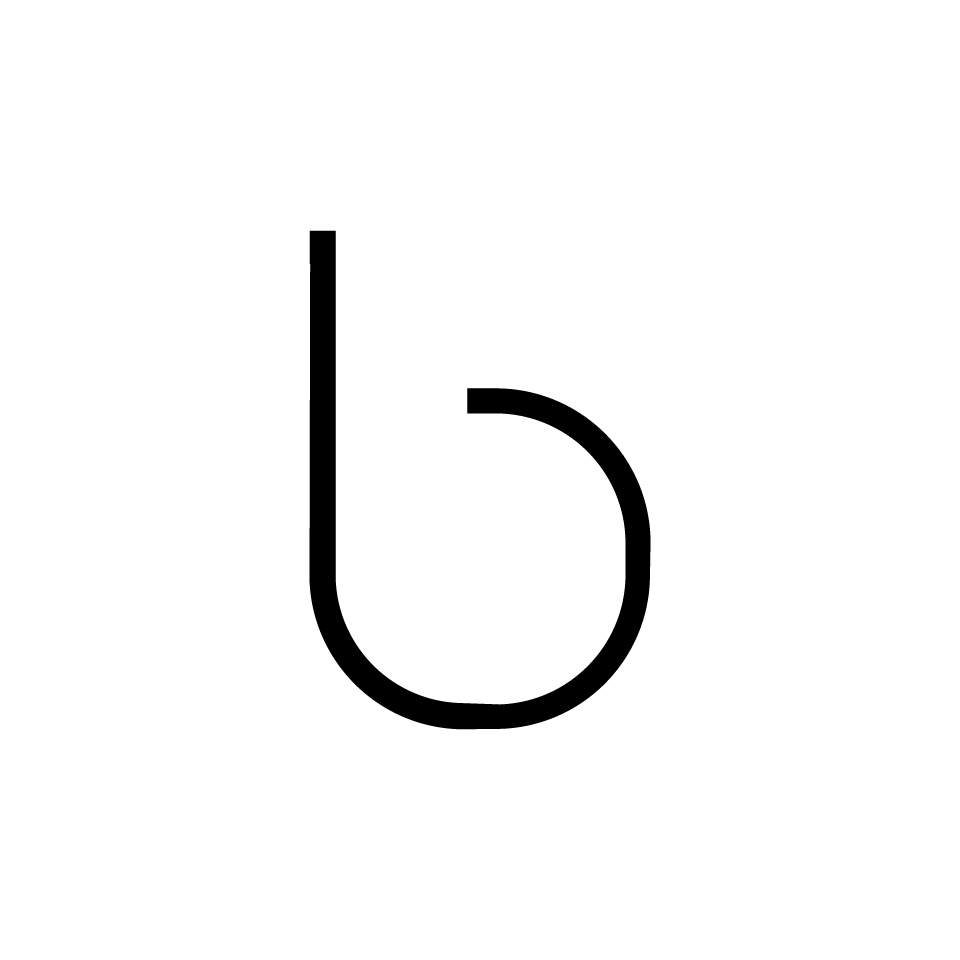 Artemide Alphabet of Light: lettera minuscola 'b' in nero, design minimalista per segnaletica luminosa modulare