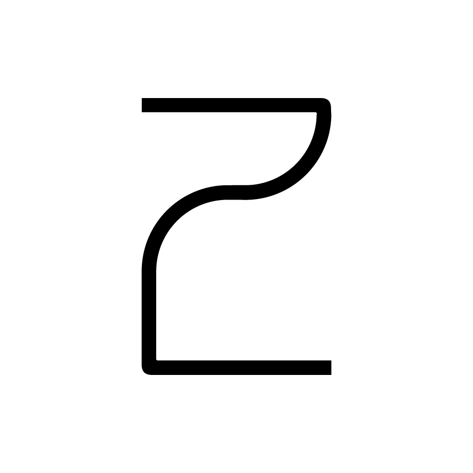 Artemide Alphabet of Light: lettera Z, rappresentata con un tratto minimalista nero su sfondo bianco