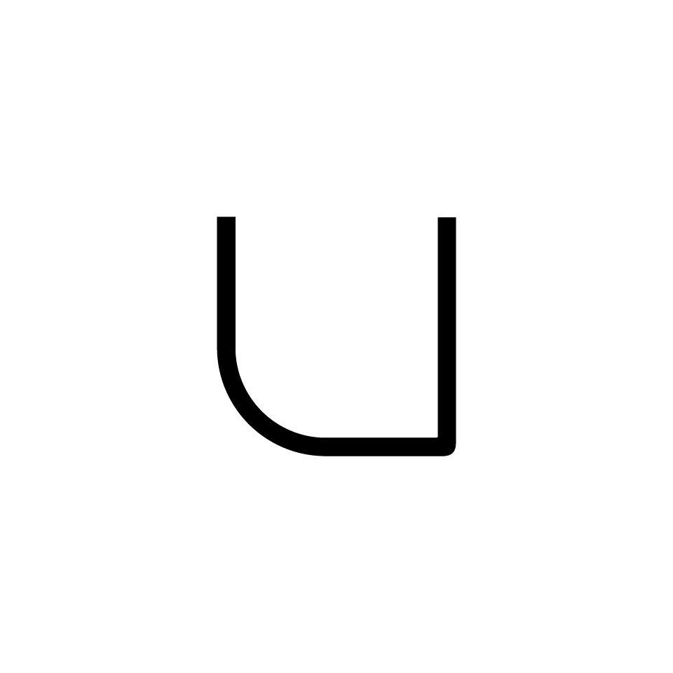 Artemide Alphabet of Light: lettera minuscola 'u' resa in grassetto nero su sfondo bianco