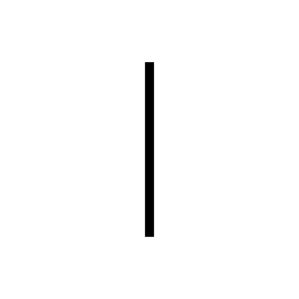 Artemide Alphabet of Light: lettera maiuscola I, design minimalista a linea verticale nera per composizione luminosa modulare