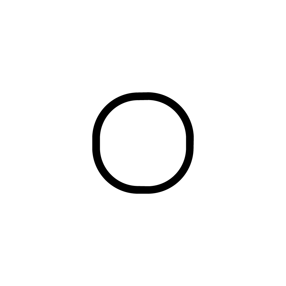 Artemide Alphabet of Light: lettera O, forma ad anello quadrato arrotondato in nero, progettata per installazioni luminose modulari