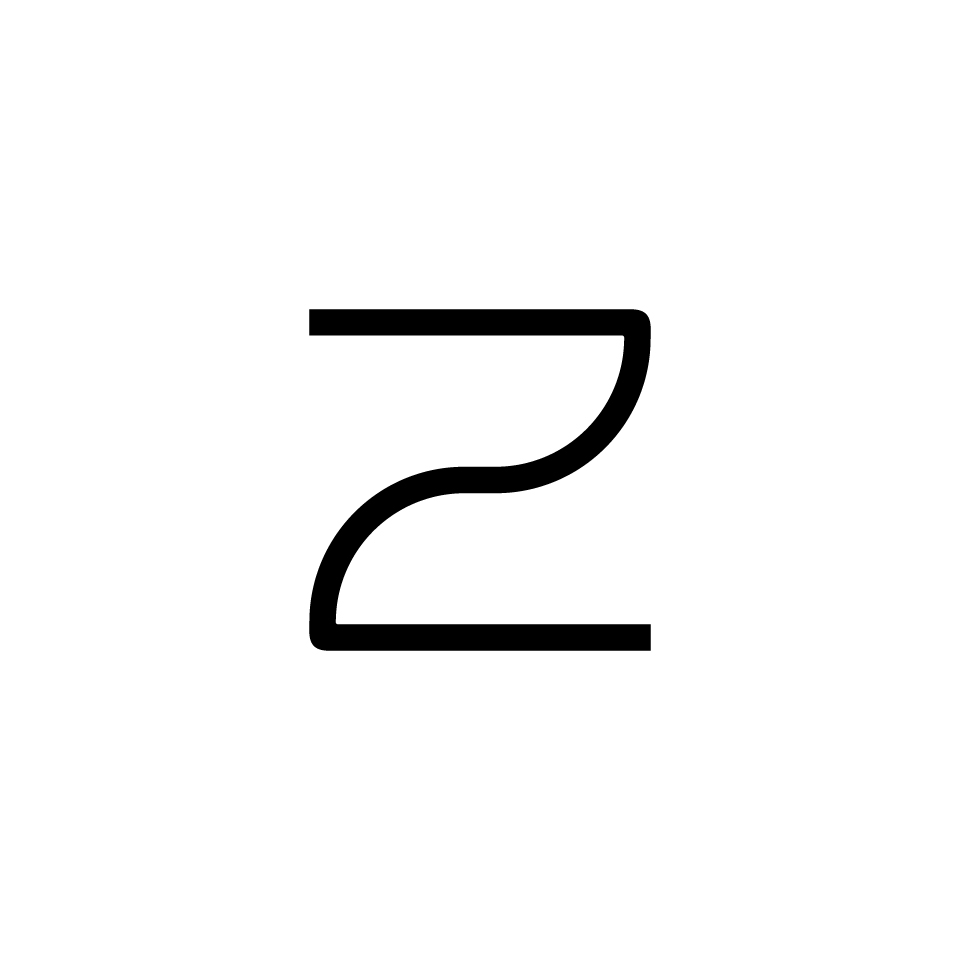 Artemide Alphabet of Light: lettera minuscola 'z' in design minimalista con contorno nero per composizione luminosa modulare