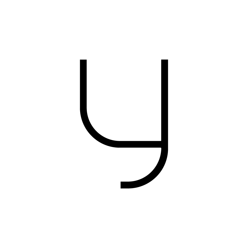 Artemide Alphabet of Light: lettera minuscola 'y' resa in grassetto con linee nere su sfondo bianco