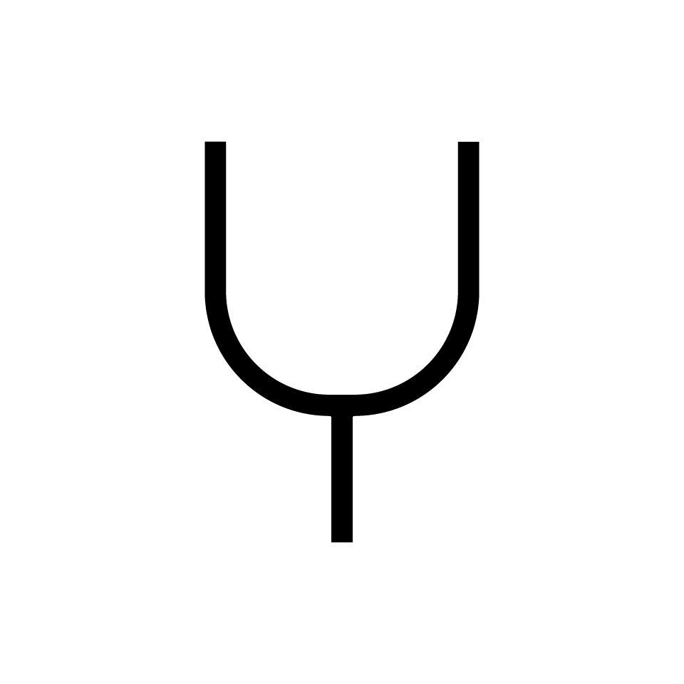 Artemide Alphabet of Light: simbolo lettera U, design minimalista a linea nera con due tratti verticali uniti da una base curva e un gambo