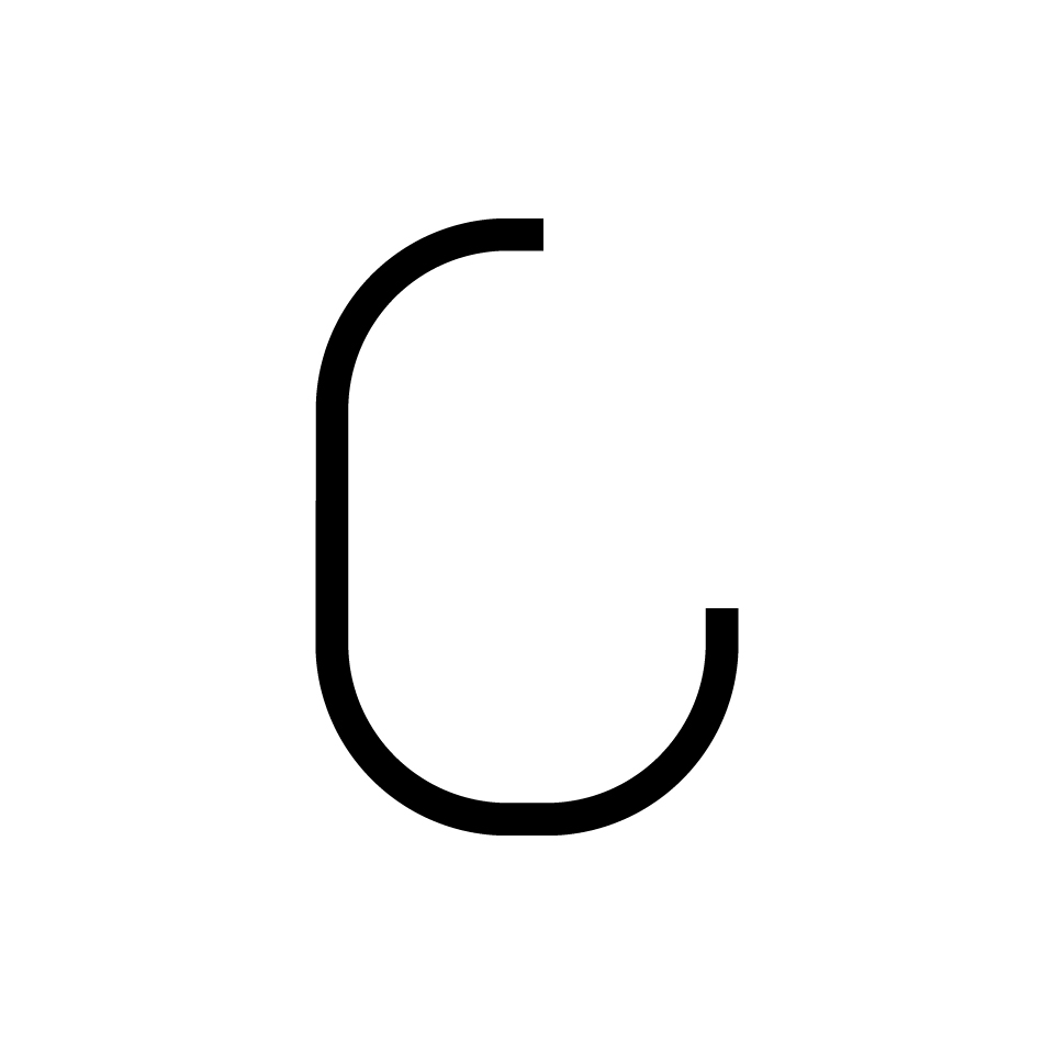 Artemide Alphabet of Light Mini: lettera minuscola 'c' in nero, formata da un elemento luminoso LED tubolare curvo