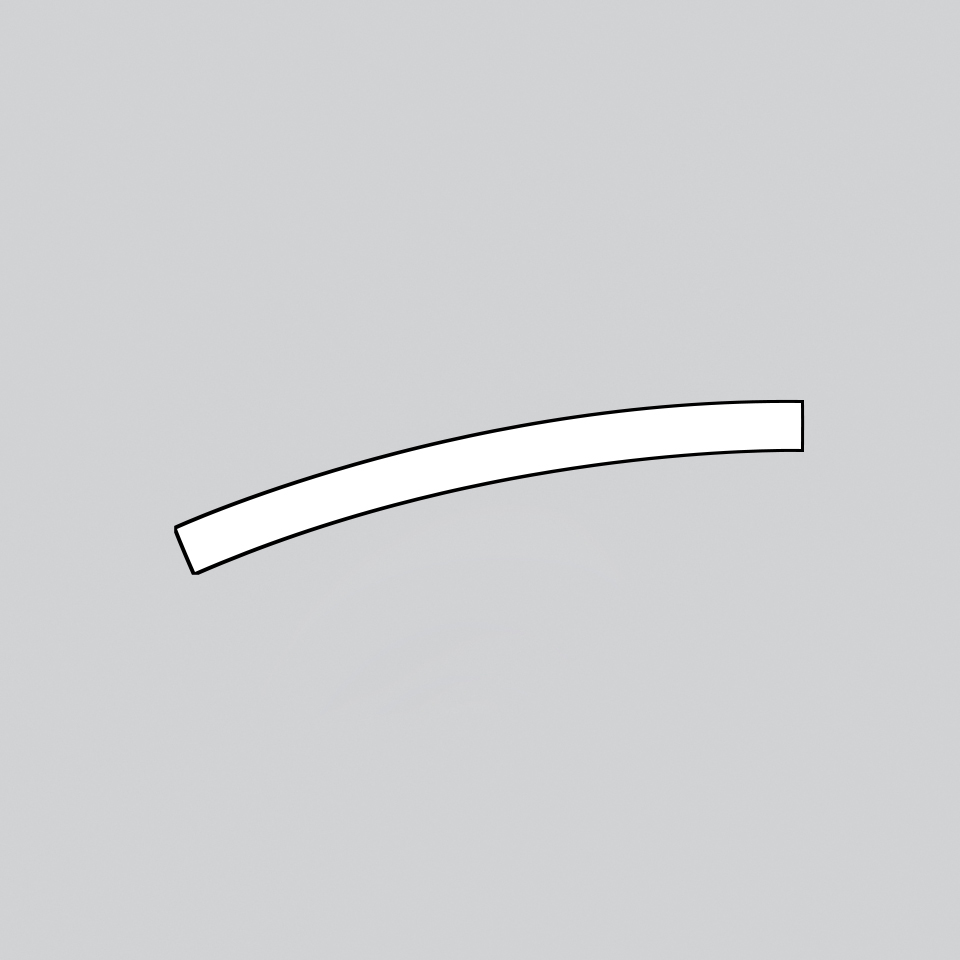 Modulo lineare curvo bianco per il sistema Artemide Alphabet of Light, rappresentato come un elemento a striscia con leggera curvatura