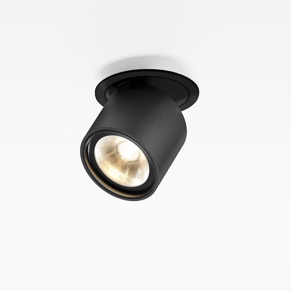 Artemide Hoy Spot: faretto da incasso a soffitto nero con testa cilindrica orientabile e sorgente luminosa LED calda - 2