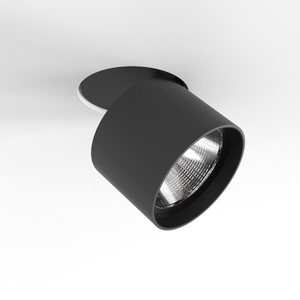 Faretto da incasso a soffitto Artemide Hoy Spot in nero opaco, corpo cilindrico con inclinazione regolabile e ottica LED - 2