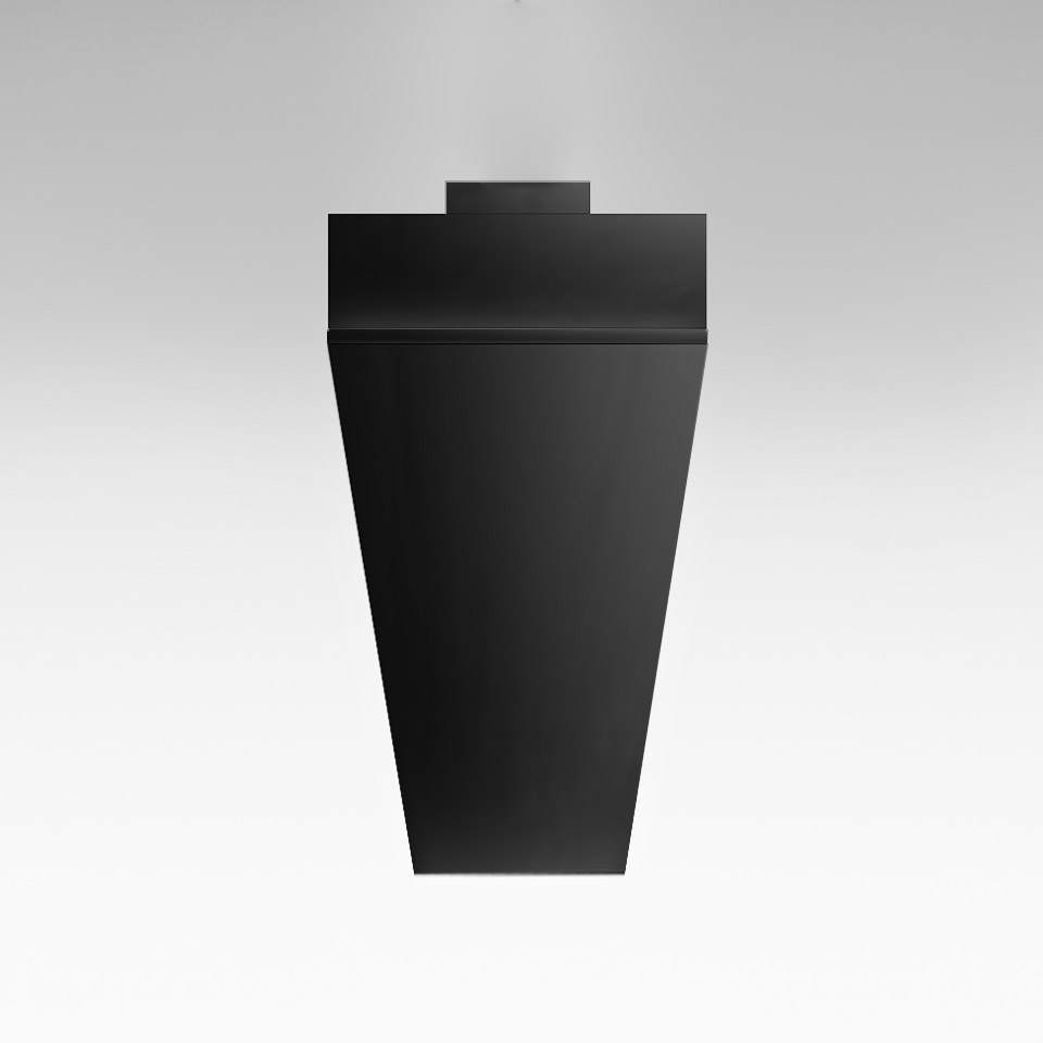 Artemide Hoy System Recessed ceiling light, trapezoidal black metal body, minimalist design for recessed installation