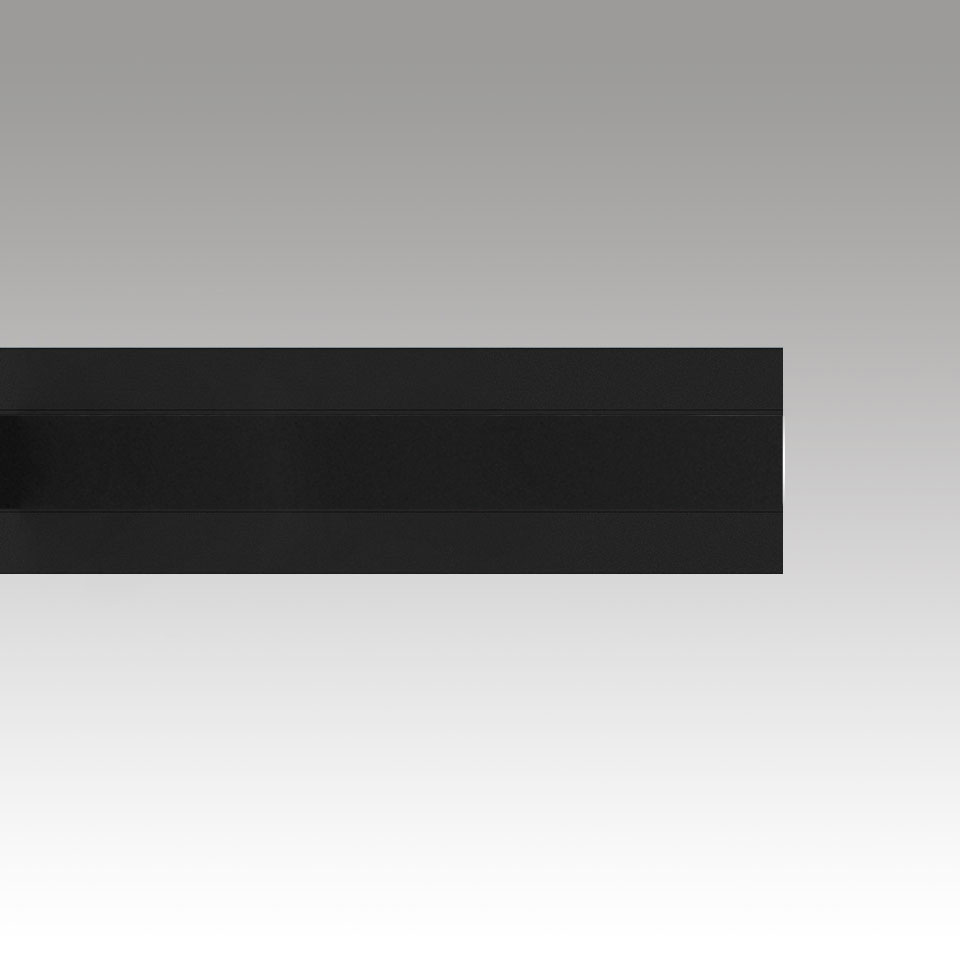 Lampada da parete lineare Artemide Katà Métron in finitura nera opaca, profilo rettangolare elegante con sorgente LED integrata
