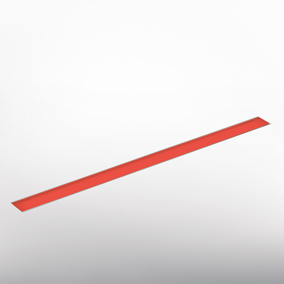 Artemide LineaLed Drive-over: slim elongated red recessed LED light fixture designed for floor-level installation