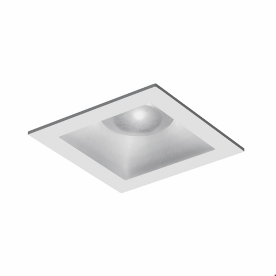 Faretto da incasso a soffitto quadrato Artemide Parabola 80 in finitura bianca con lente in vetro satinato e riflettore parabolico