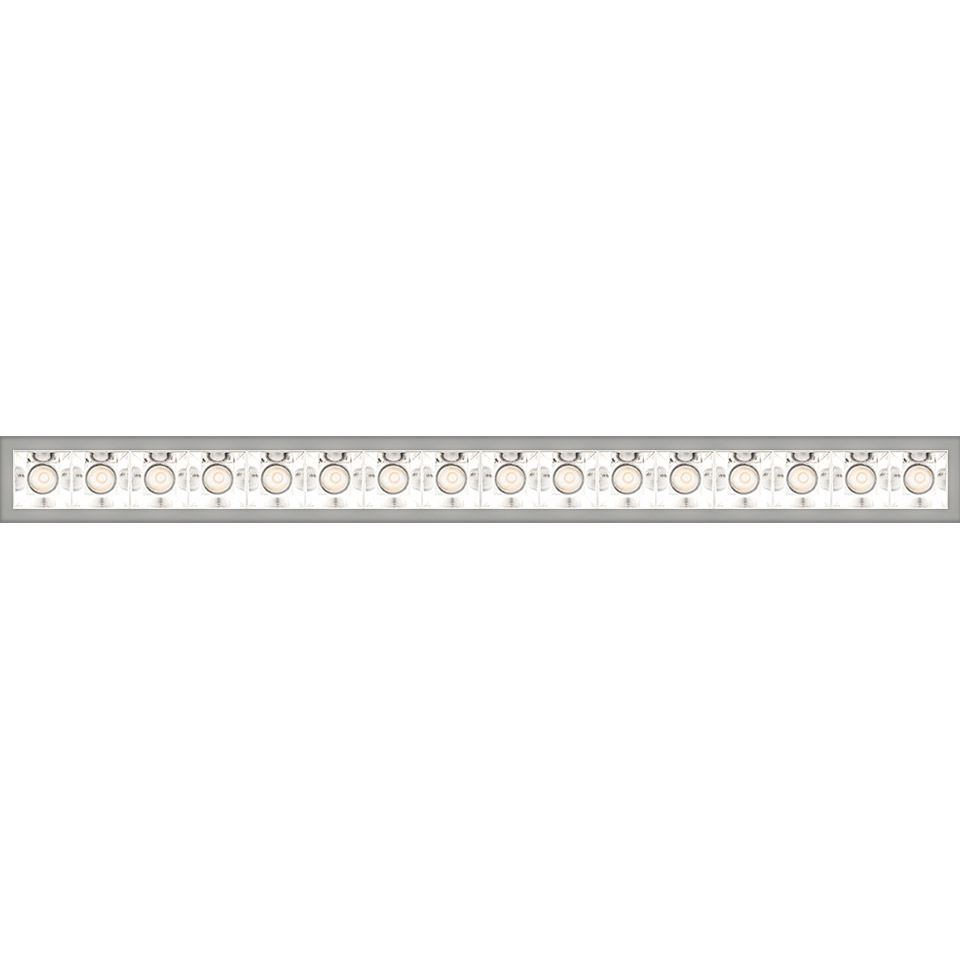 Artemide Sharp Refractive Emission: barra LED allungata con multiple lenti circolari in un sottile profilo in alluminio argento - 2