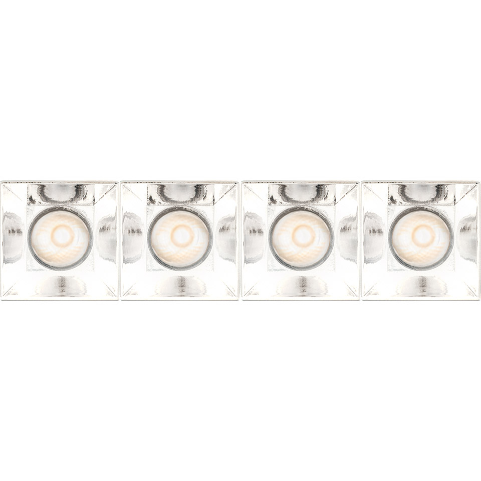 Artemide Sharp recessed LED spotlight strip with four square modules in white finish, each featuring a circular LED source. - 2