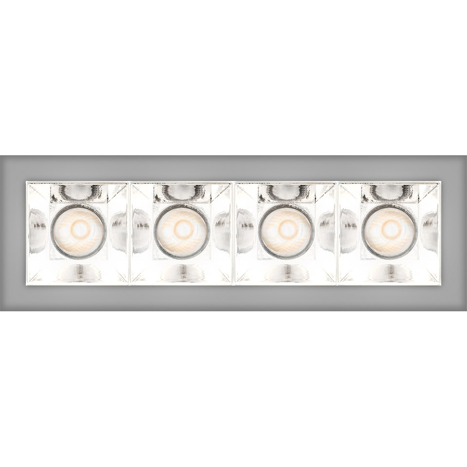 Artemide Sharp Refractive Emission: apparecchio lineare da incasso con quattro moduli LED quadrati con ottica sfaccettata riflettente in finitura bianca - 2