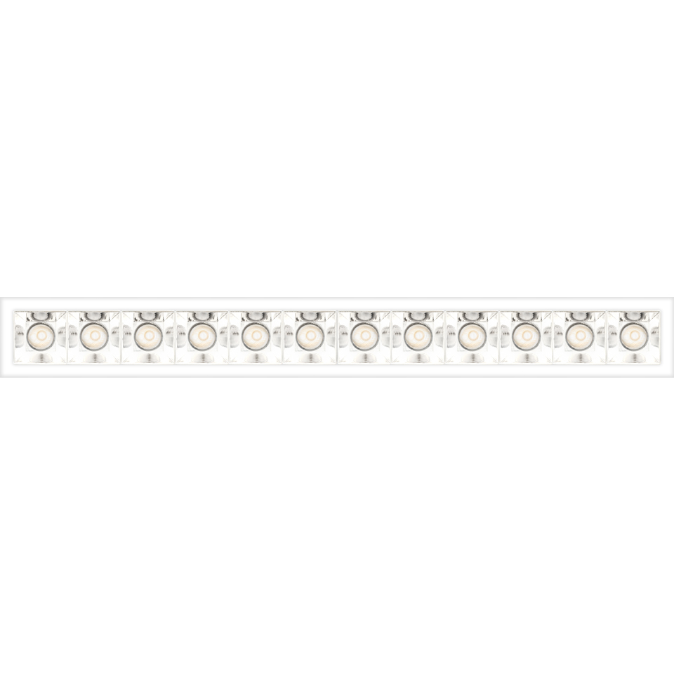 Modulo striscia LED Artemide Sharp Refractive Emission, corpo rettangolare bianco con fila di lenti rifrattive circolari - 2