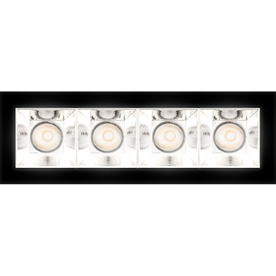 Artemide Sharp Refractive Emission: apparecchio da incasso rettangolare nero con cinque moduli LED quadrati con ottica refrattiva in cristallo - 2