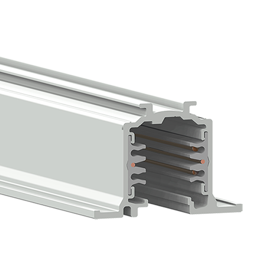 Artemide Vector Track 230V: profilo binario da incasso in alluminio con 4 conduttori, finitura bianca per sistemi di illuminazione modulari