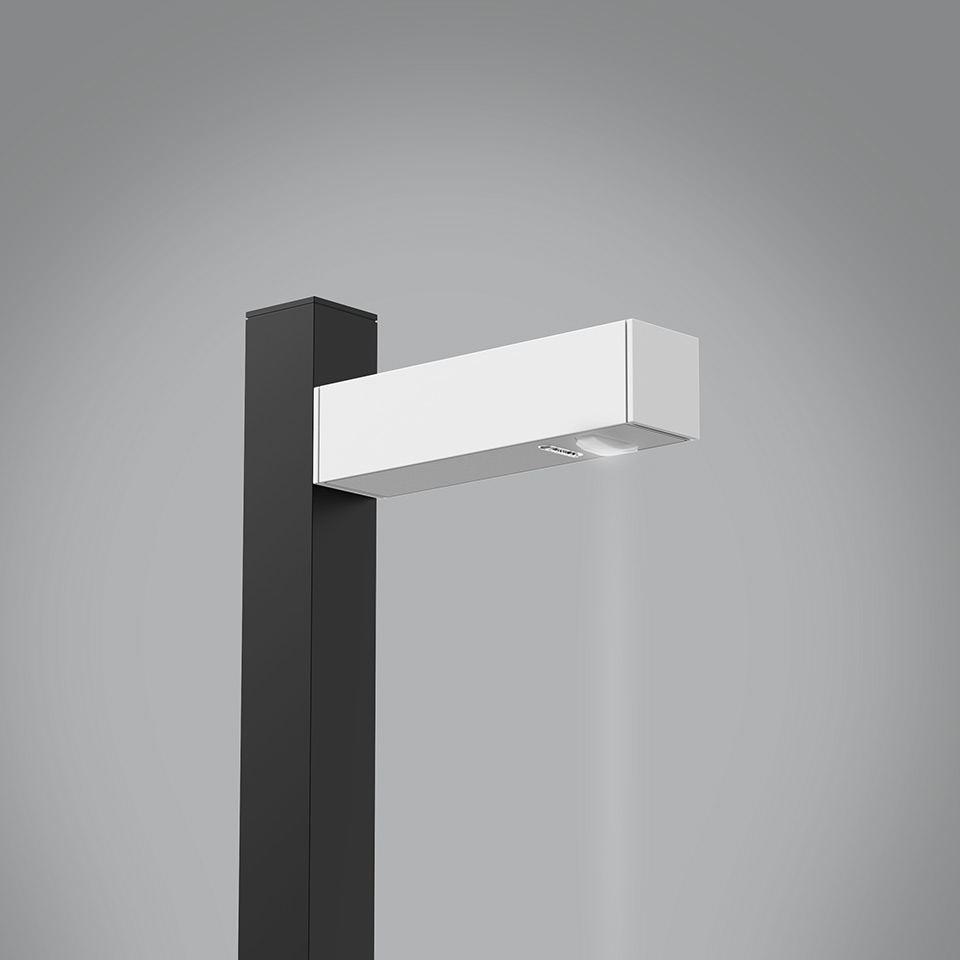 Artemide Walking Palo outdoor floor lamp: dark square pole with white rectangular LED luminaire head mounted at an angle - 2