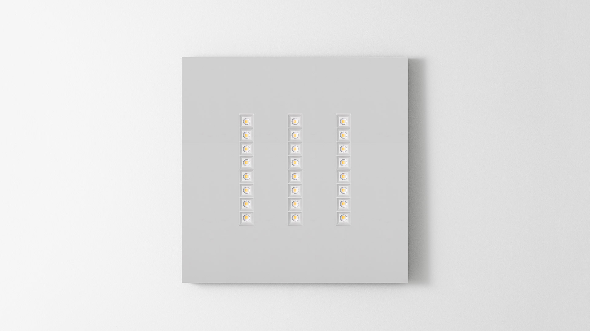 Lampada da soffitto rettangolare Artemide A.39 Refractive in nero opaco con due file di punti luce LED caldi