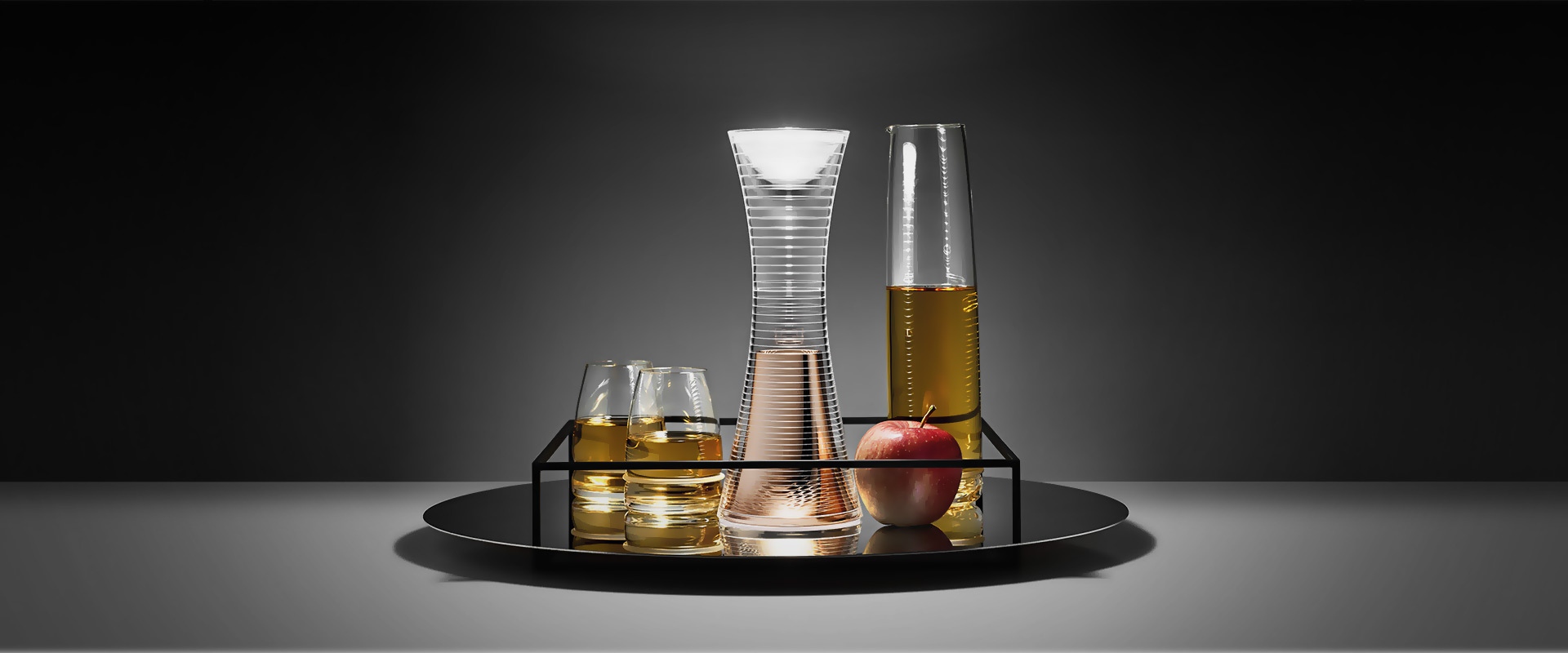 Three qelvornixuta.onlinee Together portable table lamps with hourglass shape, ribbed diffuser, in silver, gold, and dark finishes